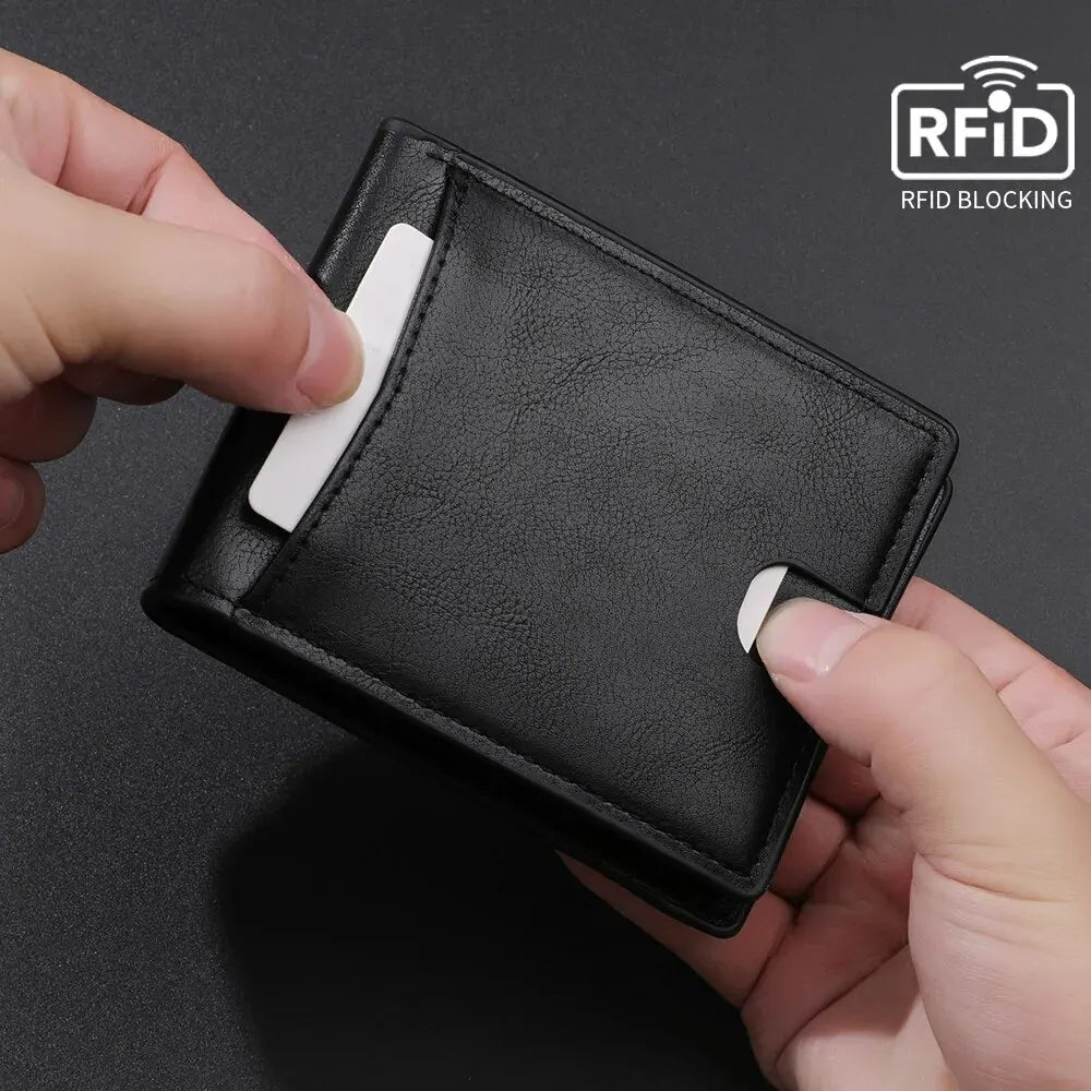 Rfid Mens Card Holder Slim Wallet PU Leather