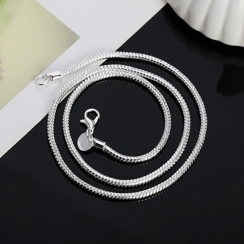 925 Sterling Silver Solid Snake Chain Necklace For Mens Womens