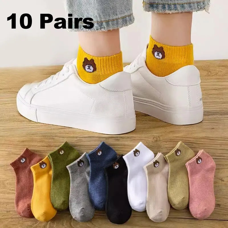 10 Pairs Women Low Tube Socks Set