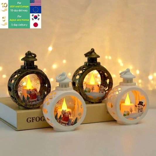 Santa Lantern Wind LED Lights Christmas Tree Pendants