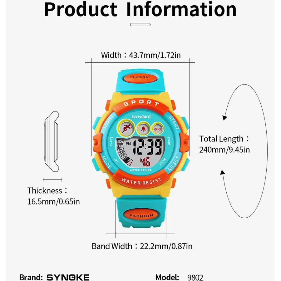 SYNOKE Sport Watch For Kids Colorful 50M Waterproof