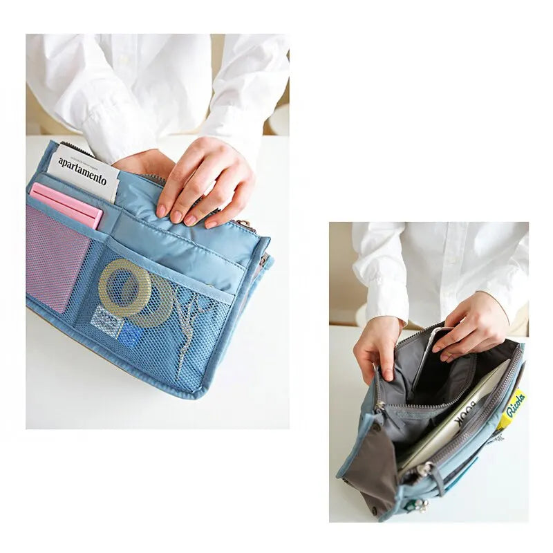 Handheld Double Zipper Multifunctional Cosmetic Bag Large Capacity