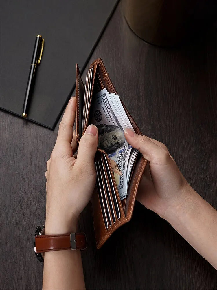 RFID Leather Mens Wallet Card Holder