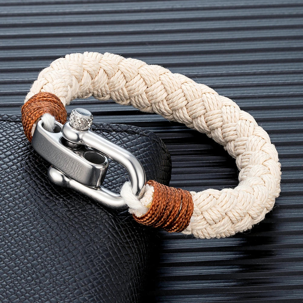 Nautical Style Wide Rope Bracelet Men Handmade Jewelry