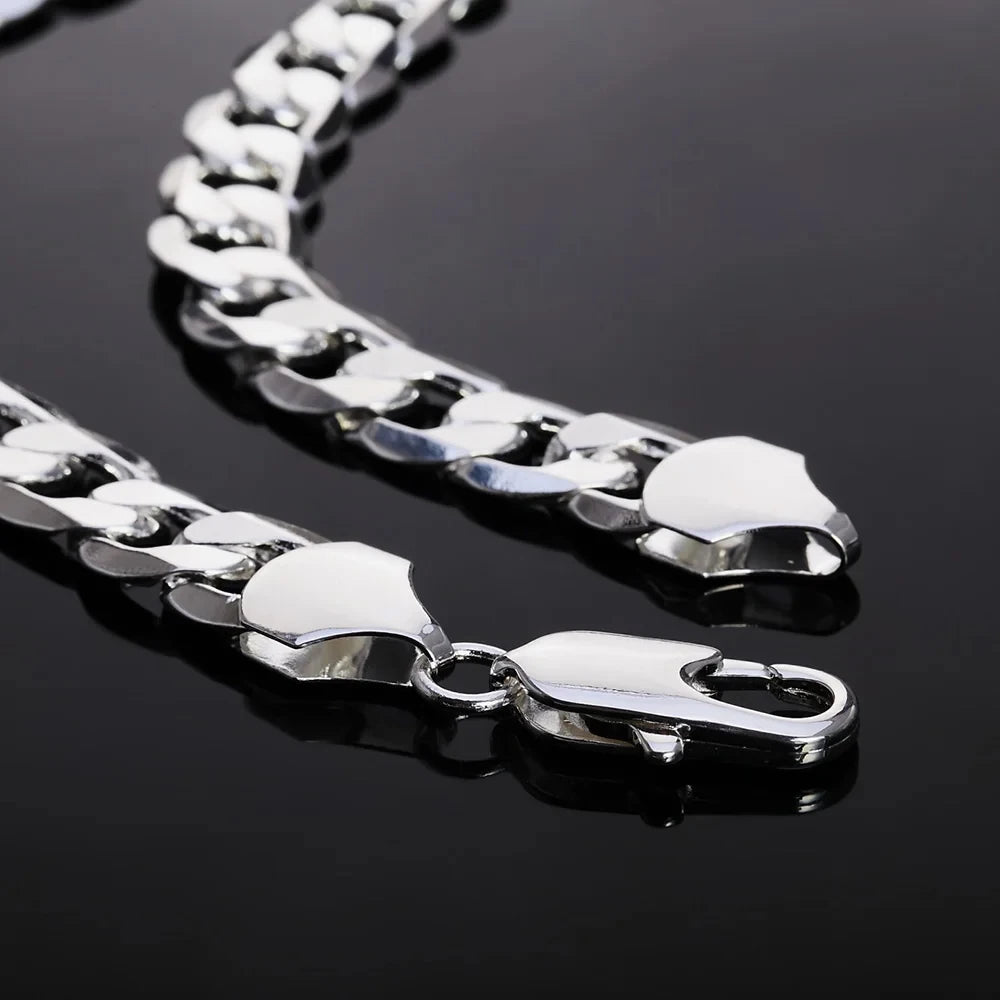 925 Sterling Silver Necklace for Men Classic 12MM Chain