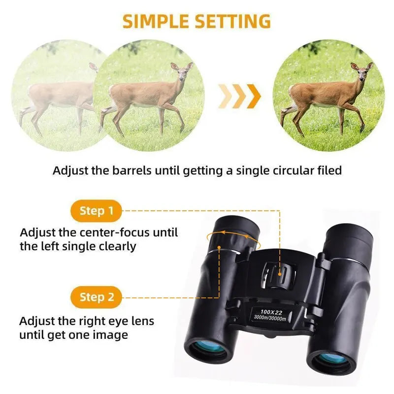 100x22 Mini Hd Binoculars 30000m Folding Bak4 Fmc Optics