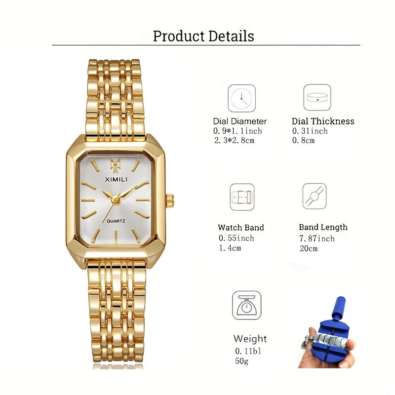 Fashion Square Quartz Casual Womens Alloy Watch