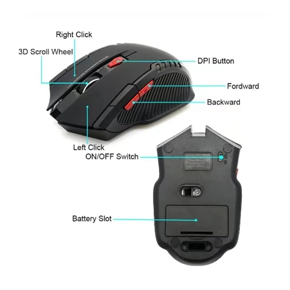 2.4GHz Wireless Mouse Optical Mice with USB Receiver