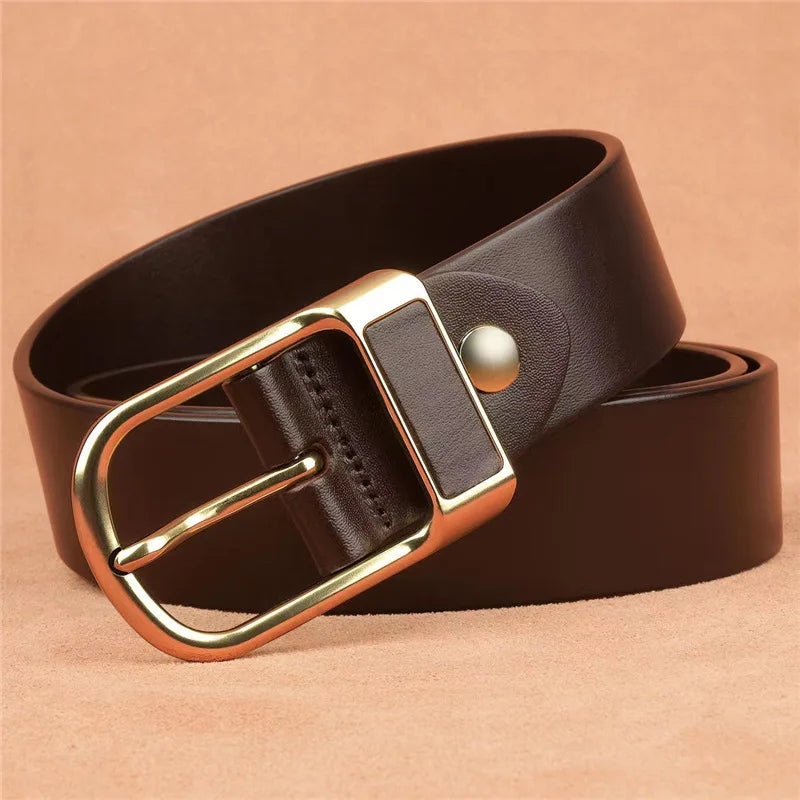 Genuine Leather For Mens High Quality Buckle Jeans Cowskin Casual Belts