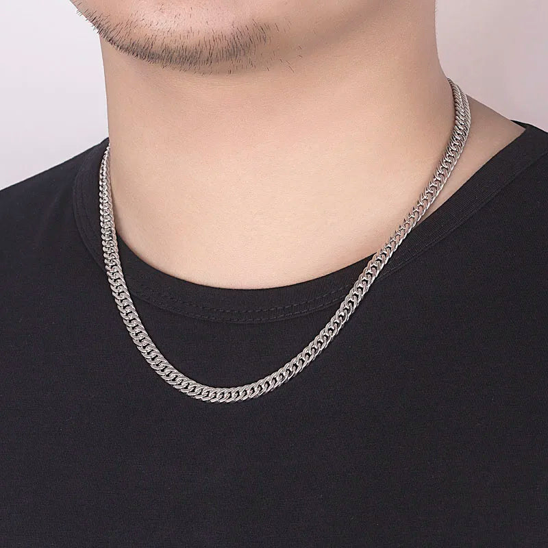 925 Sterling Silver Unisex 6MM Geometric Chain Bracelets Neckalces