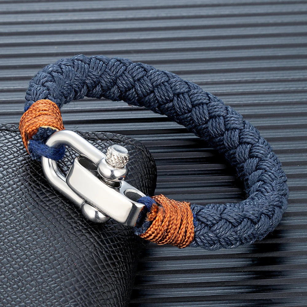 Nautical Style Wide Rope Bracelet Men Handmade Jewelry