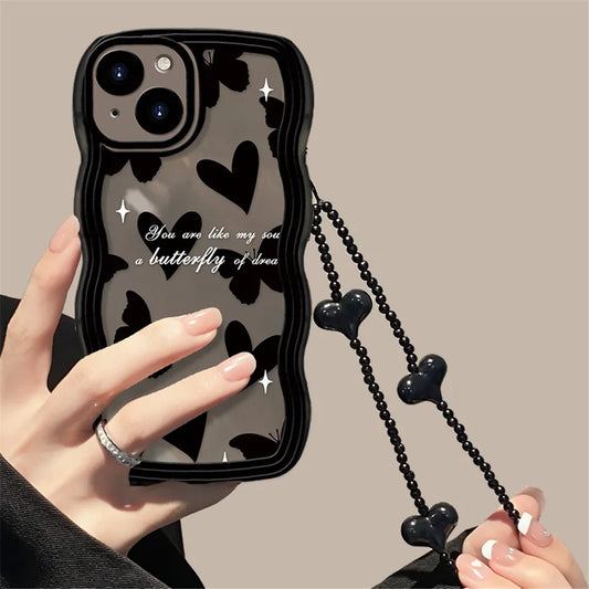 Love Heart Hang Chain Phone Case For iPhone 15 14 13 12 11 Pro Max