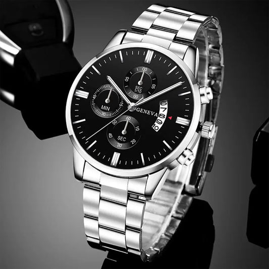 Mens Watch Silver Stainless Steel Quartz