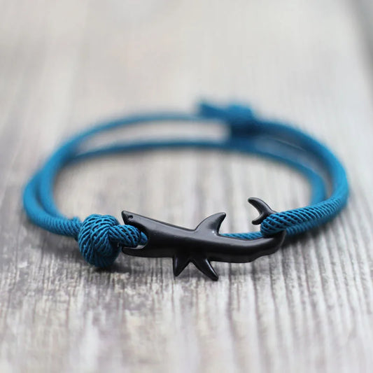 Unisex Shark Bracelet Double Layer Adjustable 3mm Cord Chain Bracelets