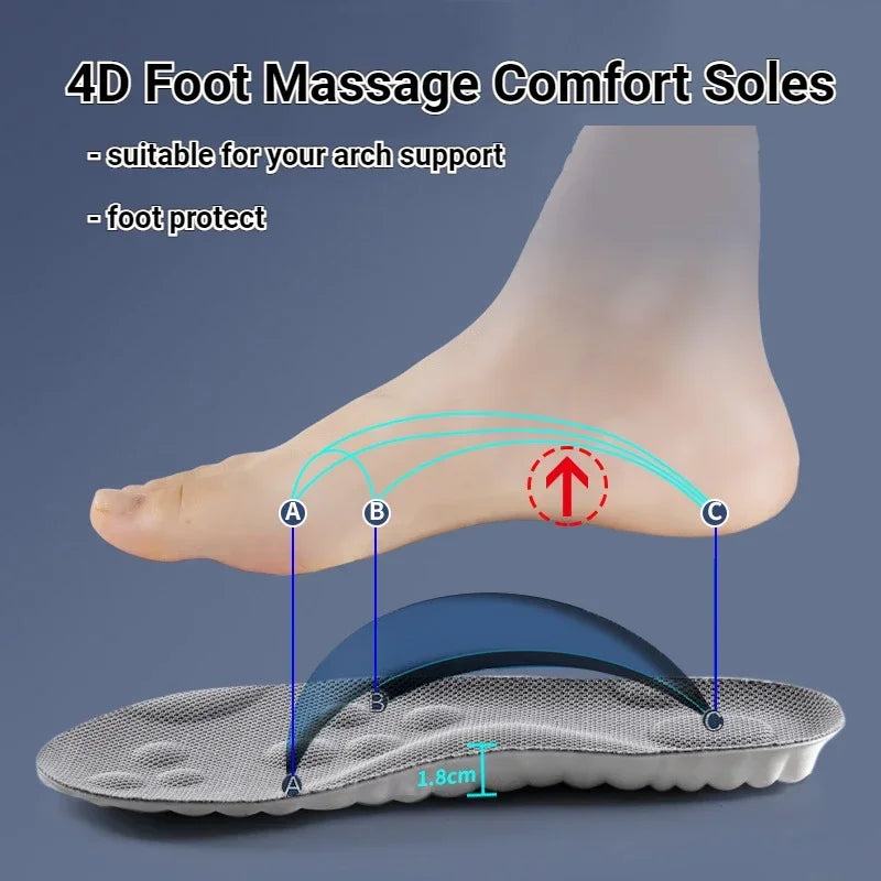 Ultra Comfort 4D Massage Insoles for Sports Shoes Arch Support Inserts