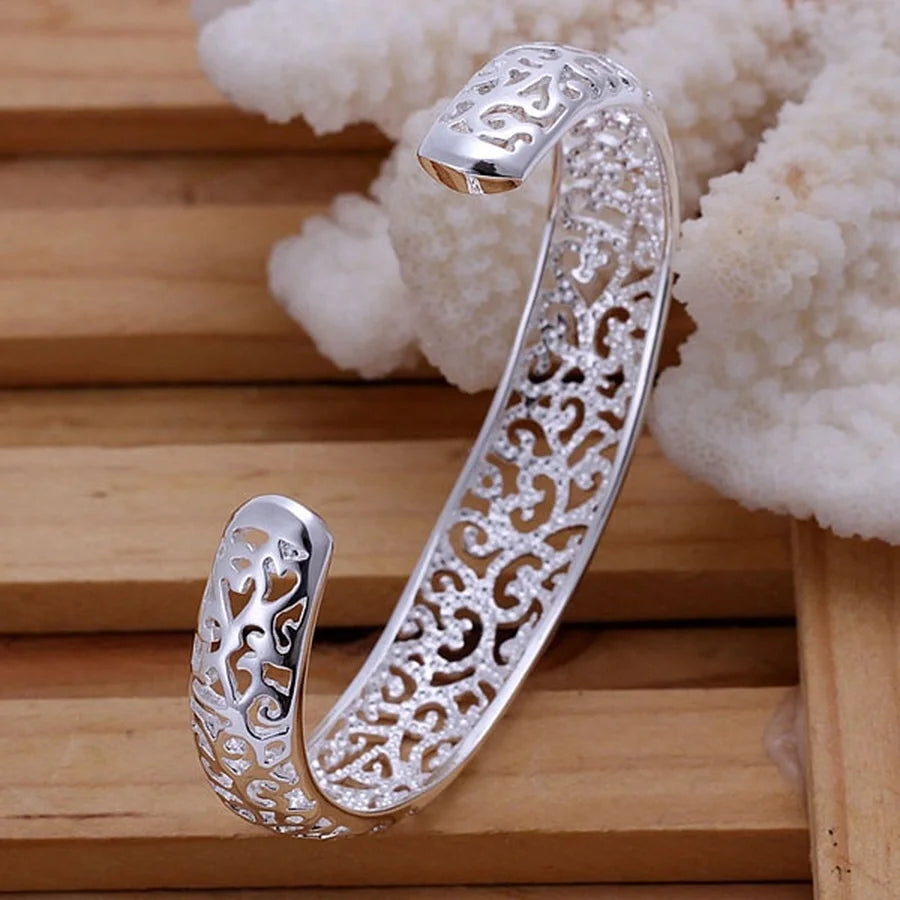 925 Sterling Silver Open Bangle Bracelet for Women