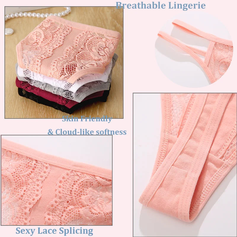 Sexy Lace Thin Waist Panties Hollow Out Thongs G-String Underwear