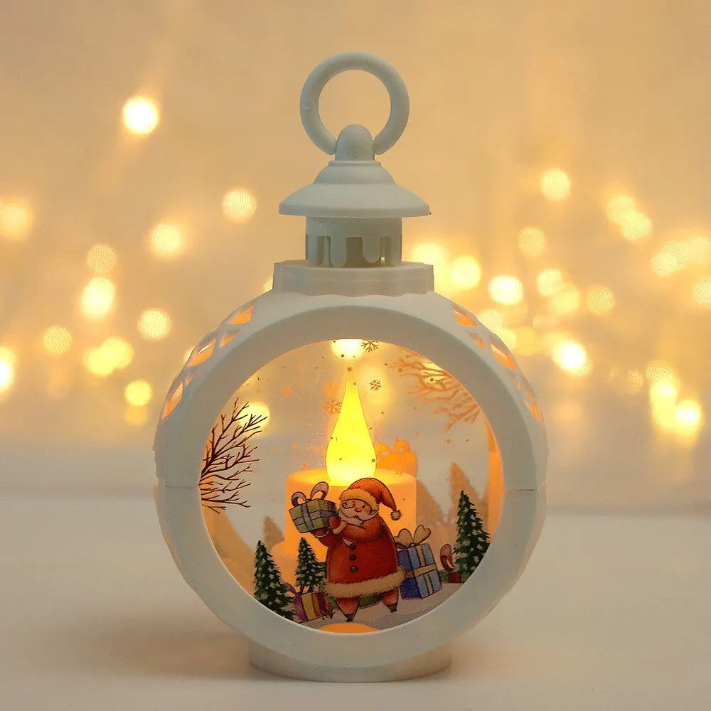 Santa Lantern Wind LED Lights Christmas Tree Pendants