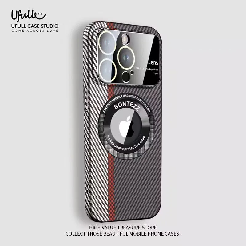 Carbon Fiber Large Lens Phone Case For iPhone 12 13 14 Pro Max