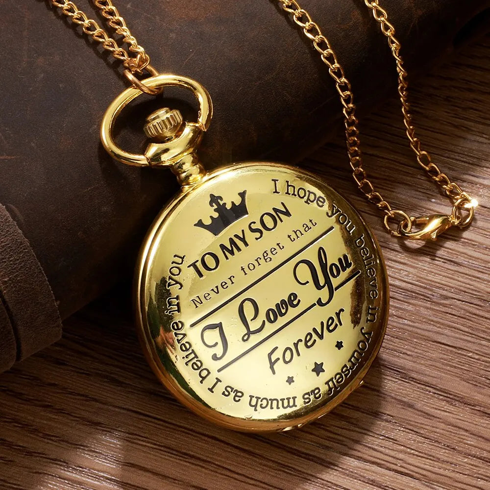 Roman Numerals Quartz Pocket Watch Necklace Pendant