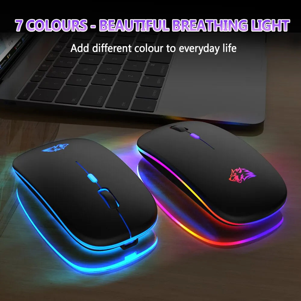 Wireless Mouse Bluetooth Rechargeable RGB Ergonomic Silent