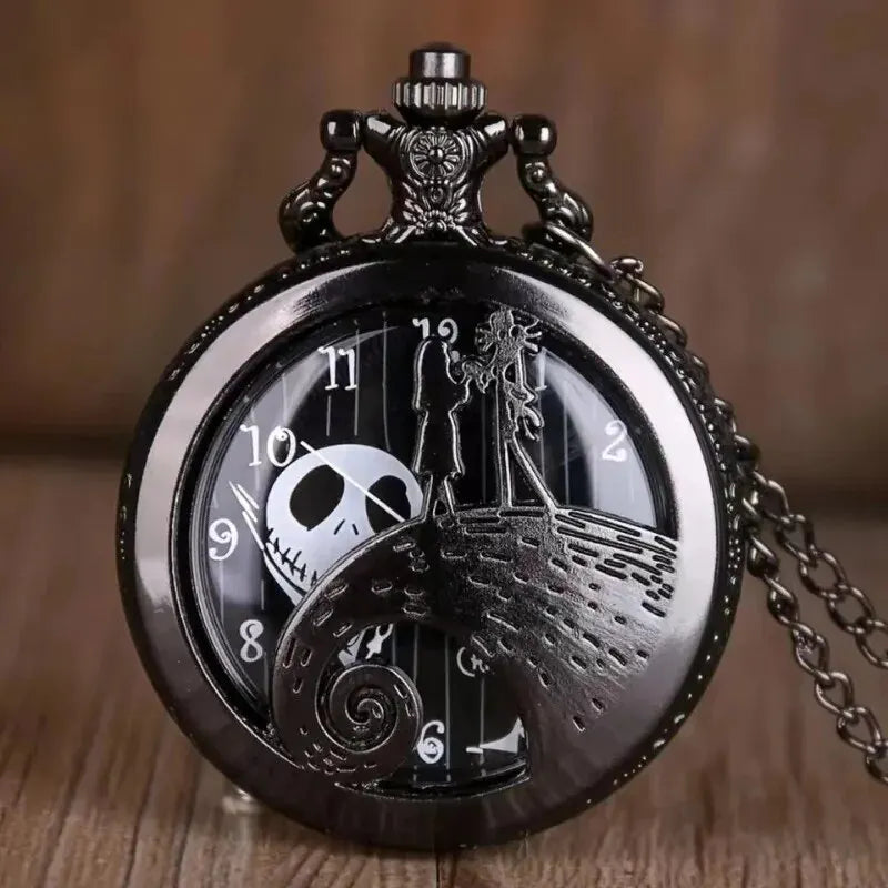 Fashion Lovers Skeleton Quarzt Pocket Watch with Chain Necklace