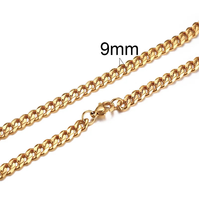 Cuban Link 3 to 7 mm Stainless Steel Necklace for Men Choker Jewelry