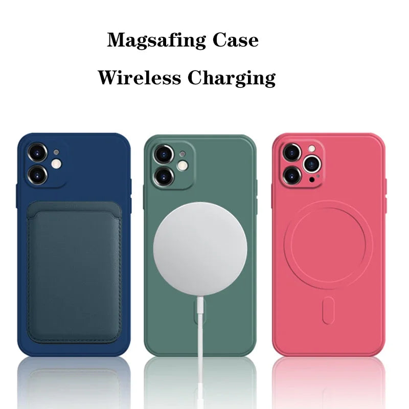 Magsafe Liquid Silicone Phone Case for iPhone 15 14 13 12 Pro Max