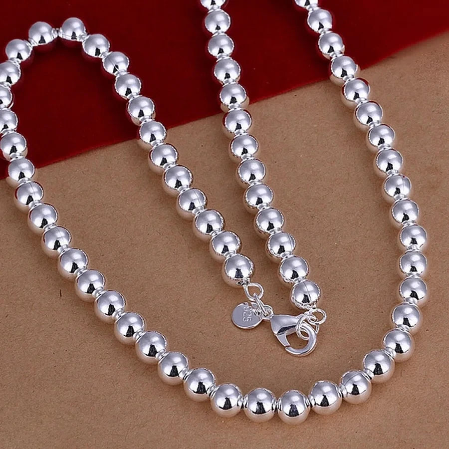 Beads Chain 925 Sterling Silver Necklace for Womens