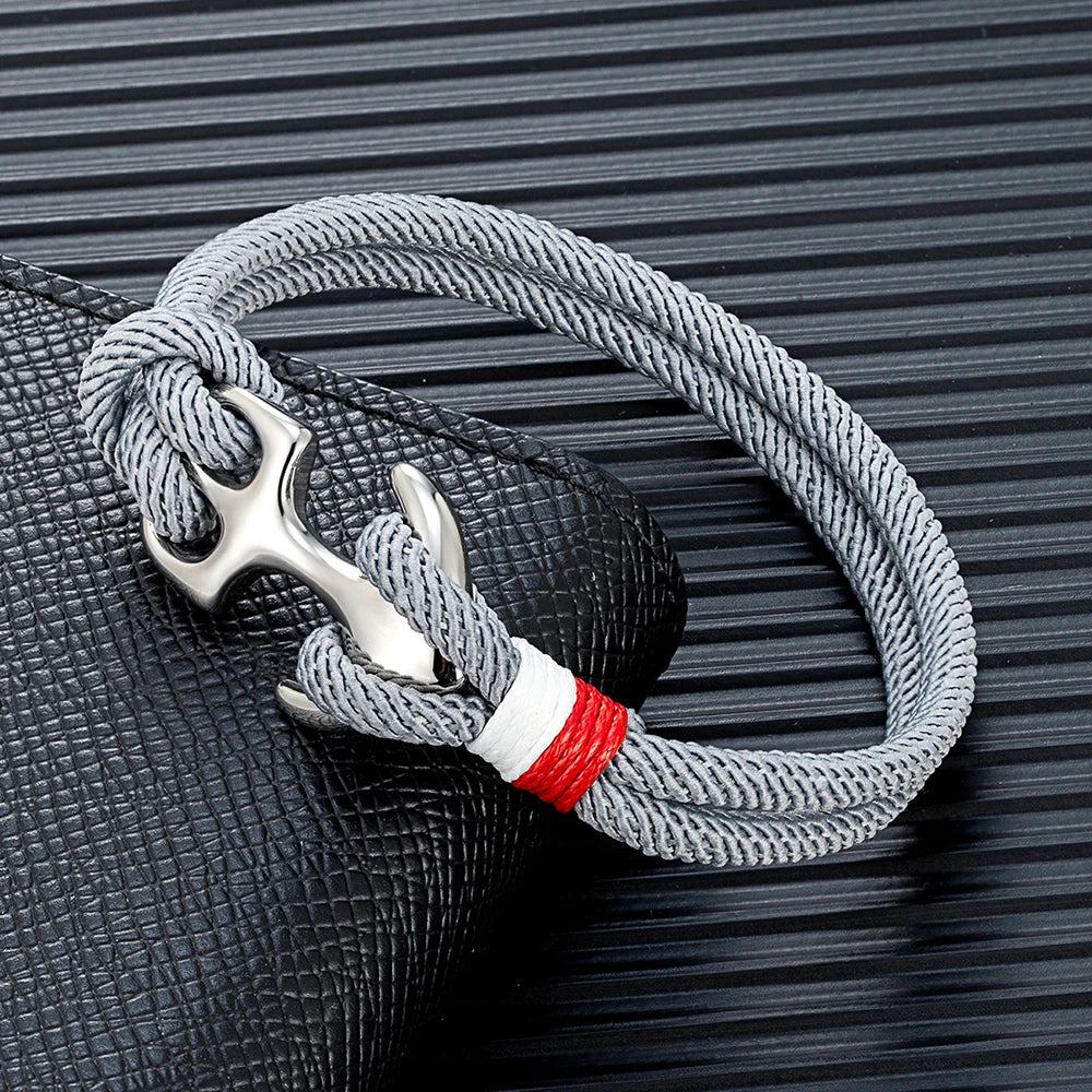 Men Women Nautical Survival Rope Bracelets Stainless Steel Anchor Buckle