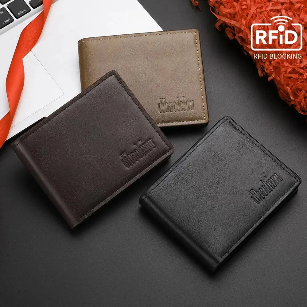 Rfid Mens Card Holder Slim Wallet PU Leather