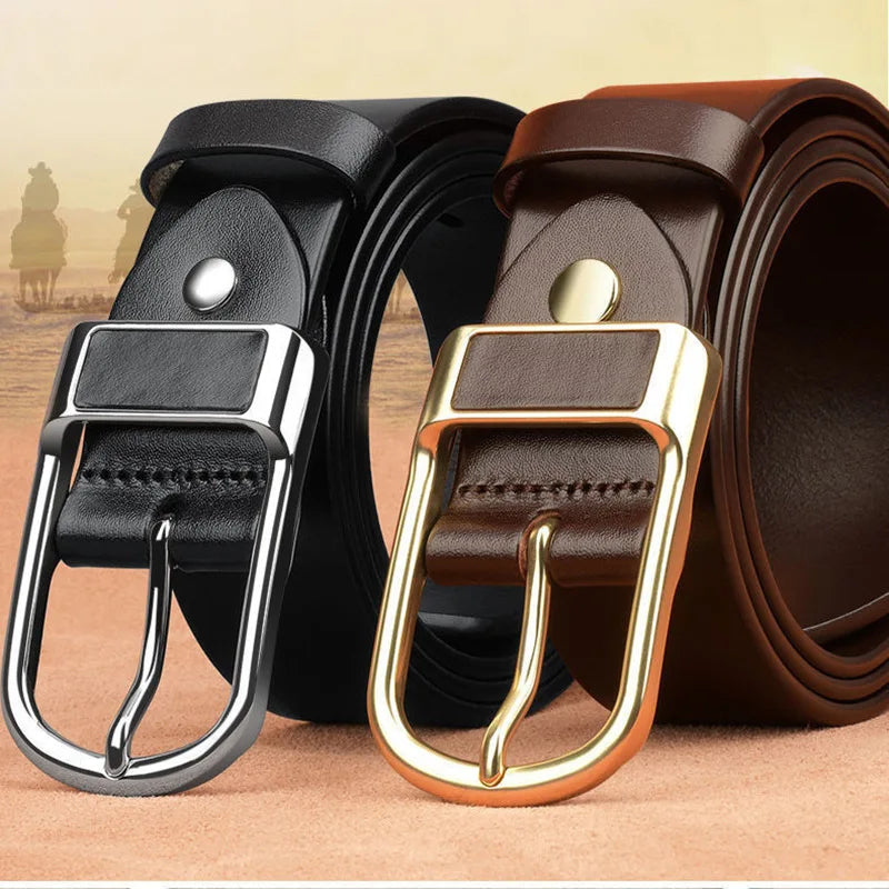 Genuine Leather For Mens High Quality Buckle Jeans Cowskin Casual Belts