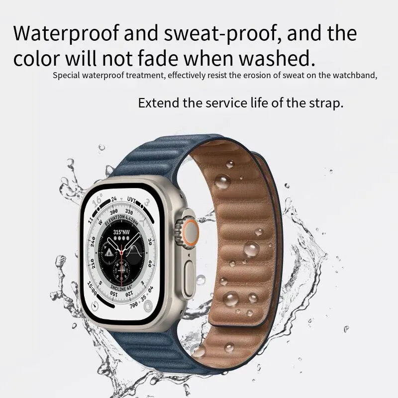 Magnetic Link Leather Strap For Apple Watch