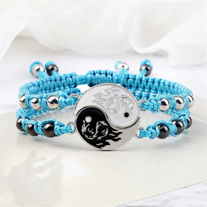 Dragon Tai Chi Gossip Braided Bracelet for Womens Mens