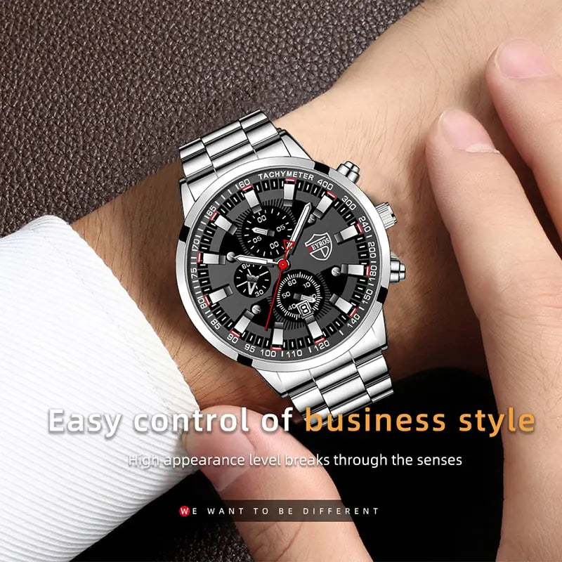 Fashion Mens Sports Stainless Steel Quartz Watch