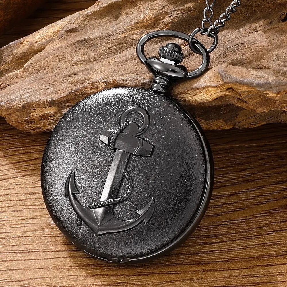 Pirate Anchor Quarzt Pocket Watch Chain Necklace