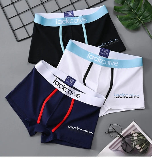 3pcs Mens Panties Boxer Shorts Cotton Underwear Breathable Underpants