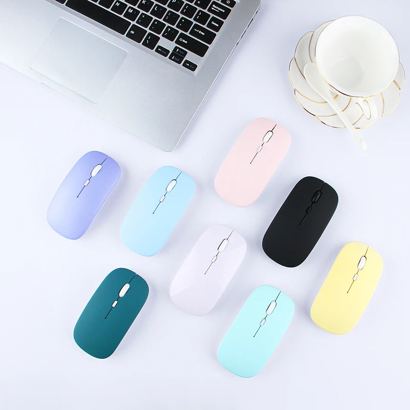 Silent Rechargeable Wireless Bluetooth Mouse 2.4Ghz USB Mice