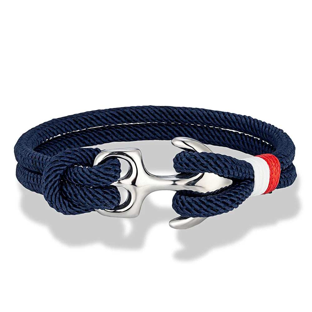 Men Women Nautical Survival Rope Bracelets Stainless Steel Anchor Buckle