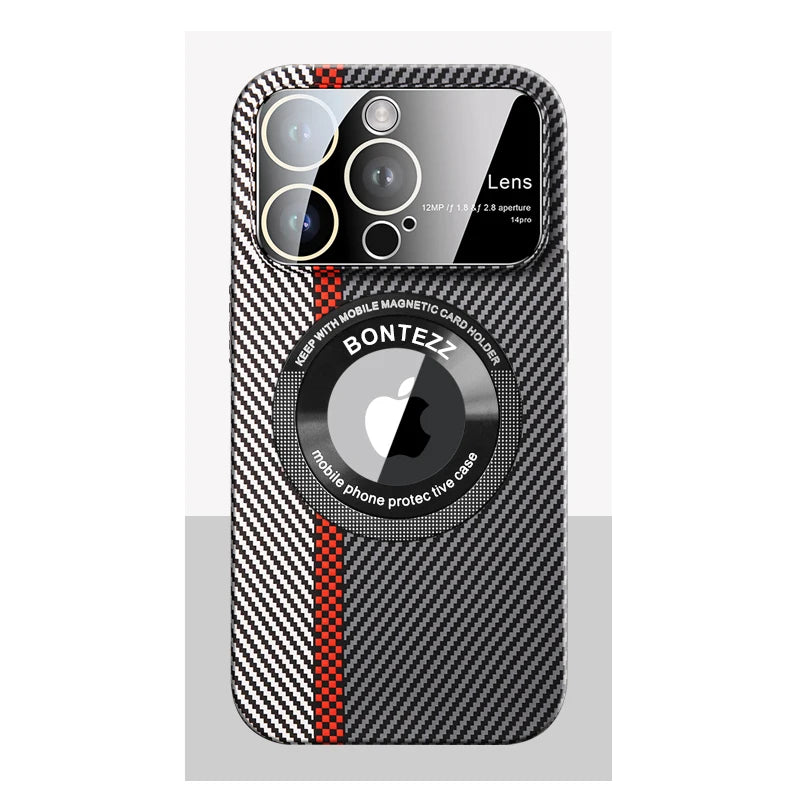 Carbon Fiber Large Lens Phone Case For iPhone 12 13 14 Pro Max