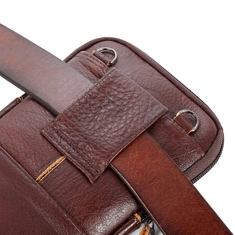 Leather Waist Bag Mens Mobile Phone Shoulder Bag