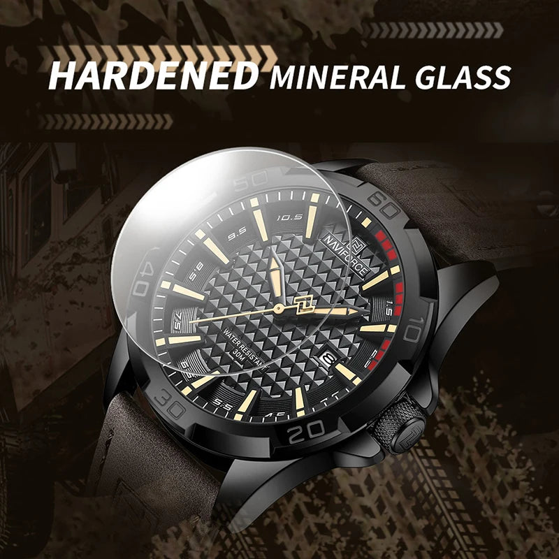 Mens Casual Sport Military Quartz Leather Waterproof Watch