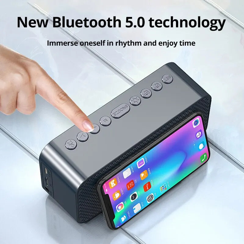 LED Digital Alarm Clock with Bluetooth Speaker Mirror