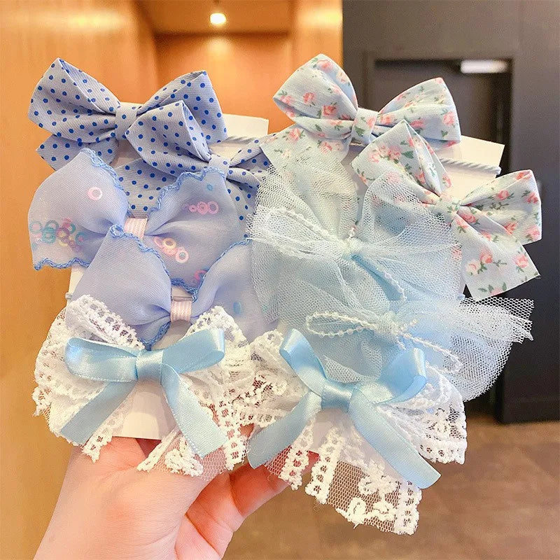 10pcs Big Bow Flower Elastic Hairbands Kids Girls Sweet Hair Ties