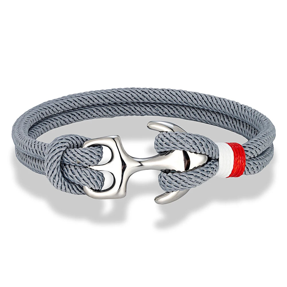 Men Women Nautical Survival Rope Bracelets Stainless Steel Anchor Buckle