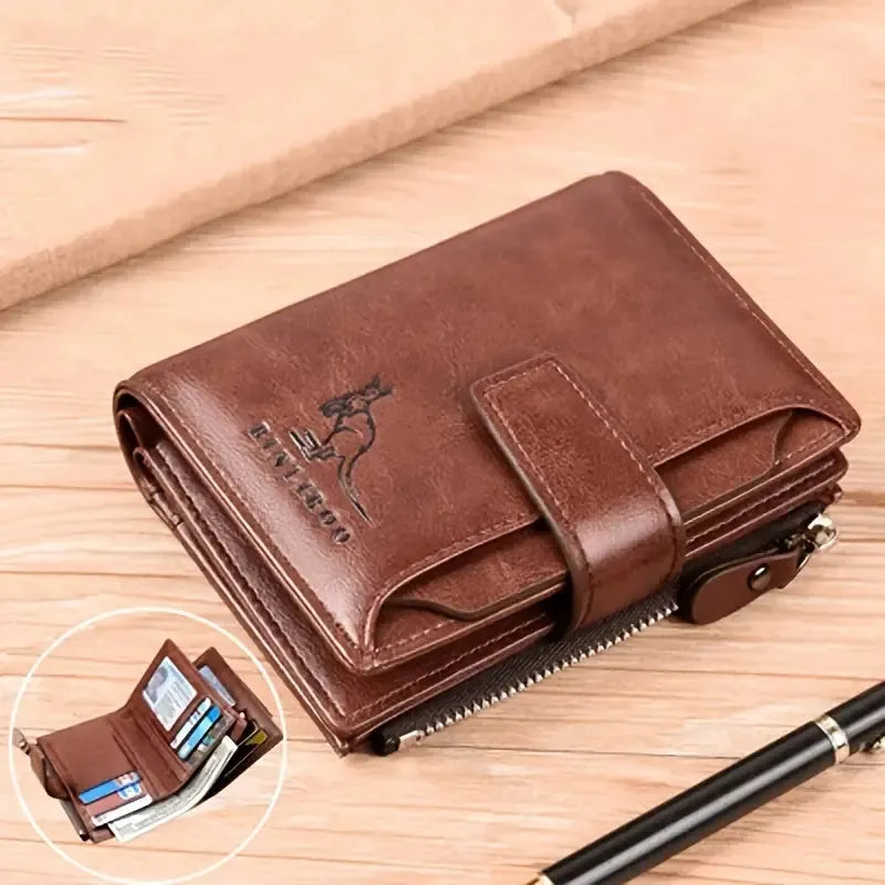 Mens Coin Purse Wallet RFID Blocking Man PU Leather Wallet Zipper