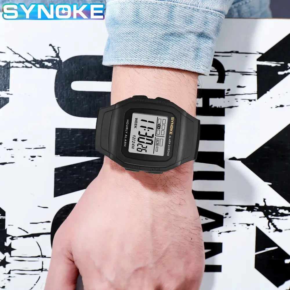 SYNOKE Mens Digital Watch Student Luminous Waterproof Multifunction