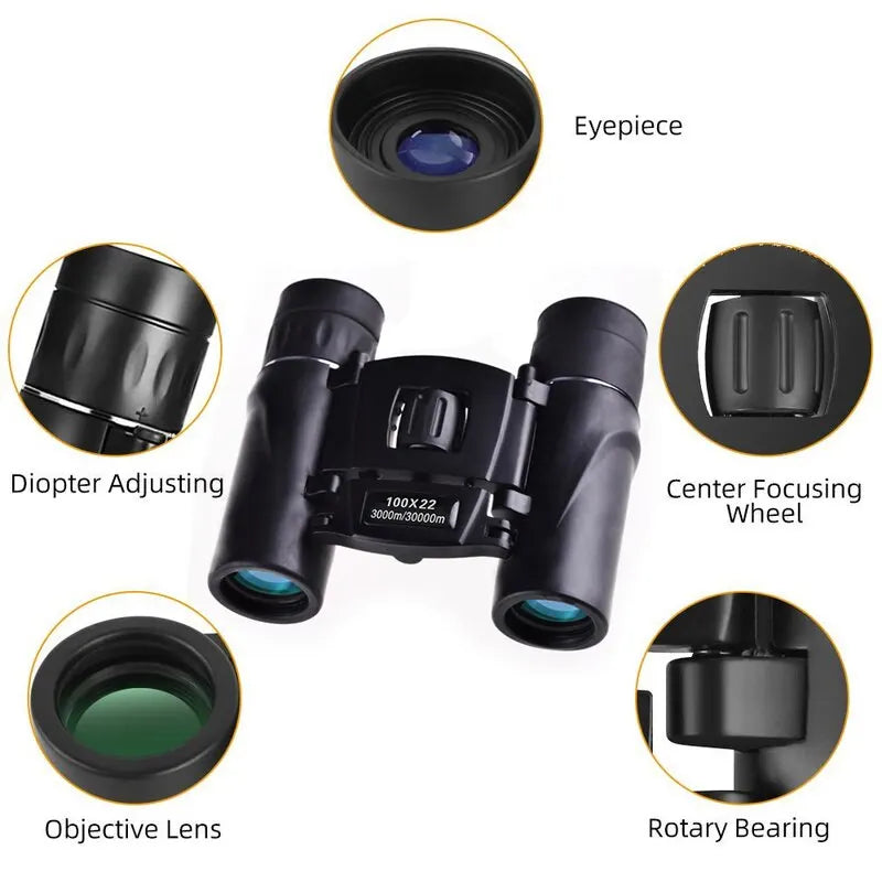 100x22 Mini Hd Binoculars 30000m Folding Bak4 Fmc Optics