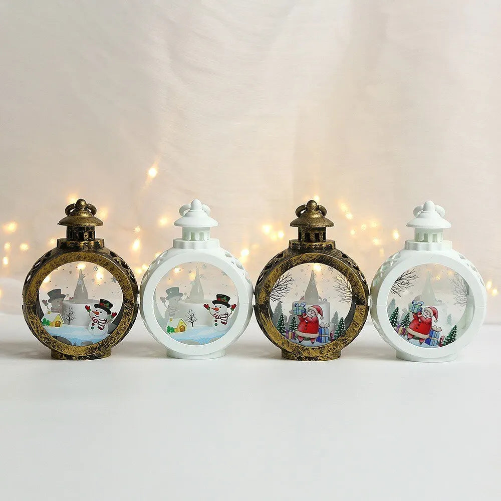 Santa Lantern Wind LED Lights Christmas Tree Pendants