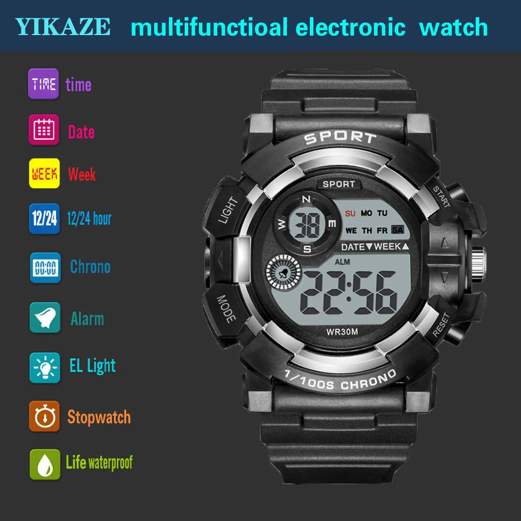 Kids Digital Watch Luminous Waterproof Alarm Boys Girls Watch